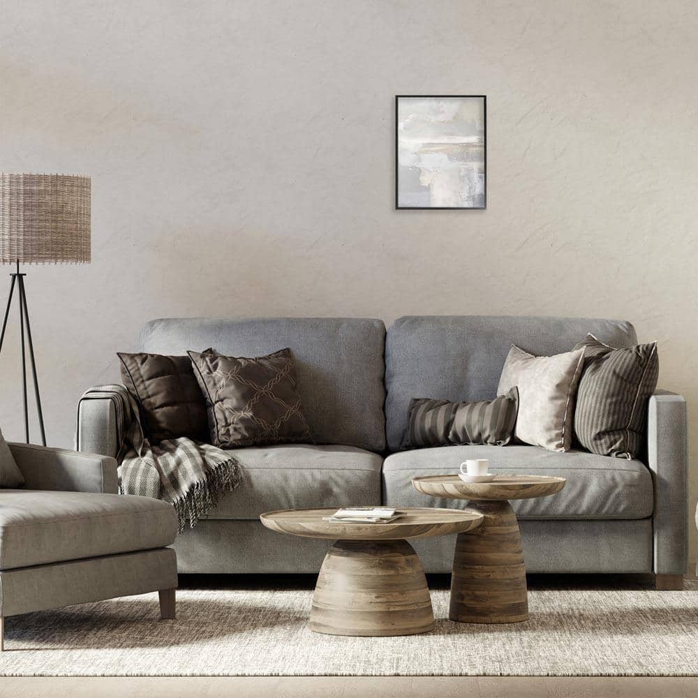 Cascading Soft Neutrals by Rachel Springer Black Framed Abstract Giclee Art Print 14 in. x 11 in.