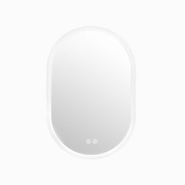 Whatseaso 40 in. W x 28 in. H Oval Frameless Anti-Fog Dimmable LED Wall Ceiling Bathroom Vanity Mirror in Natural