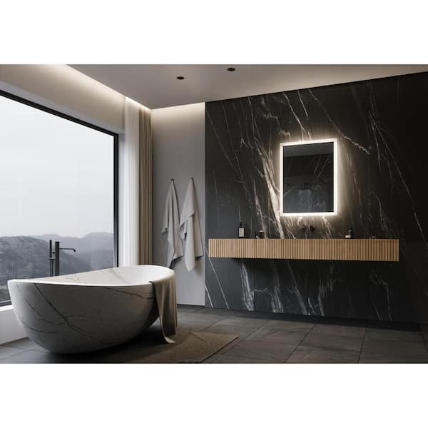 Unbranded Backlit 24 in. W x 32 in. H Rectangular Frameless Wall Mounted Bathroom Vanity Mirror 6000K LED