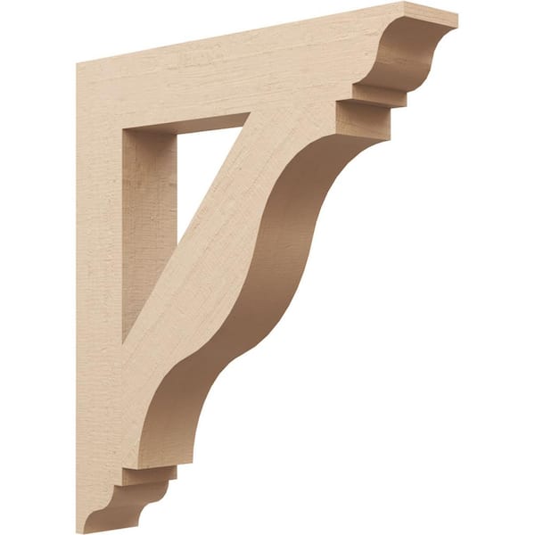 Ekena Millwork 5.5 in. x 36 in. x 32 in. Funston Traditional Rough Cedar Woodgrain Timberthane Polyurethane Bracket, Primed Tan