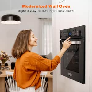 24 in. Single Electric Wall Oven with Convection Tempered Glass in Stainless Steel