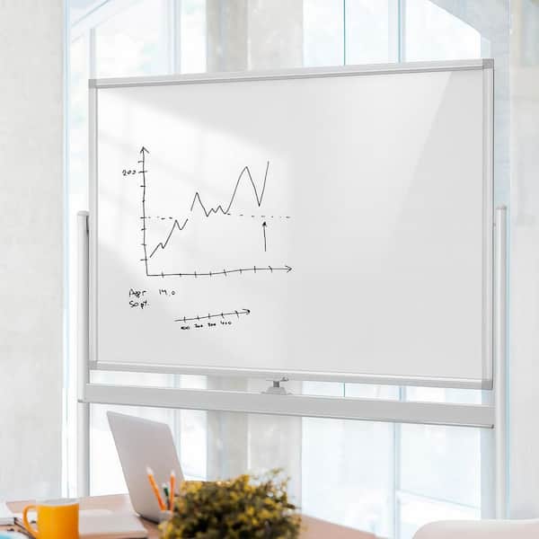Afoxsos 1-Pack Magnetic Glass Whiteboard 2-in-1 Double-Sided Flip
