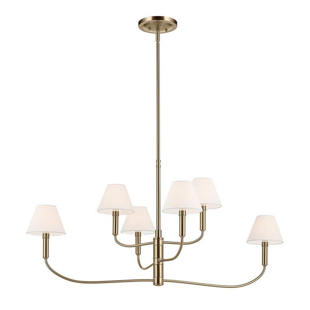 Eadie 41 in. 6-Light Champagne Bronze Updated Traditional Dining Room Chandelier with White Fabric price history on PriceWatchPro