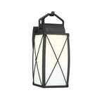 Fairlington 7.5 in. 1-Light Black Outdoor Wall Lantern Sconce with Etched White Glass Shade