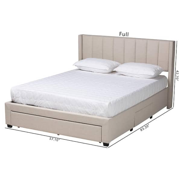 Baxton Studio Coronado Beige Wood Frame Full Platform Bed 224