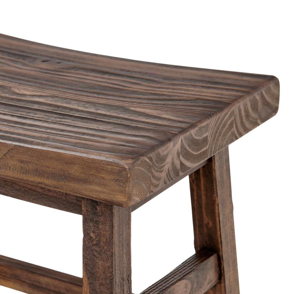 Pomona 20" Rustic Brown Reclaimed Wood Saddle Barstool