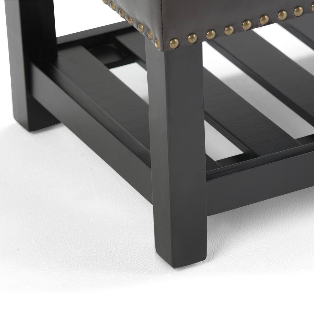 Tanners Brown Tufted Faux Leather Storage Ottoman Bench