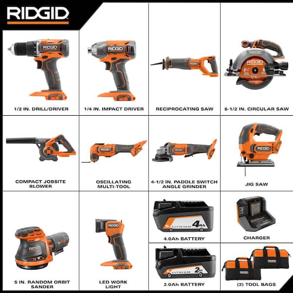 Ridgid 10 piece combo kit 2025