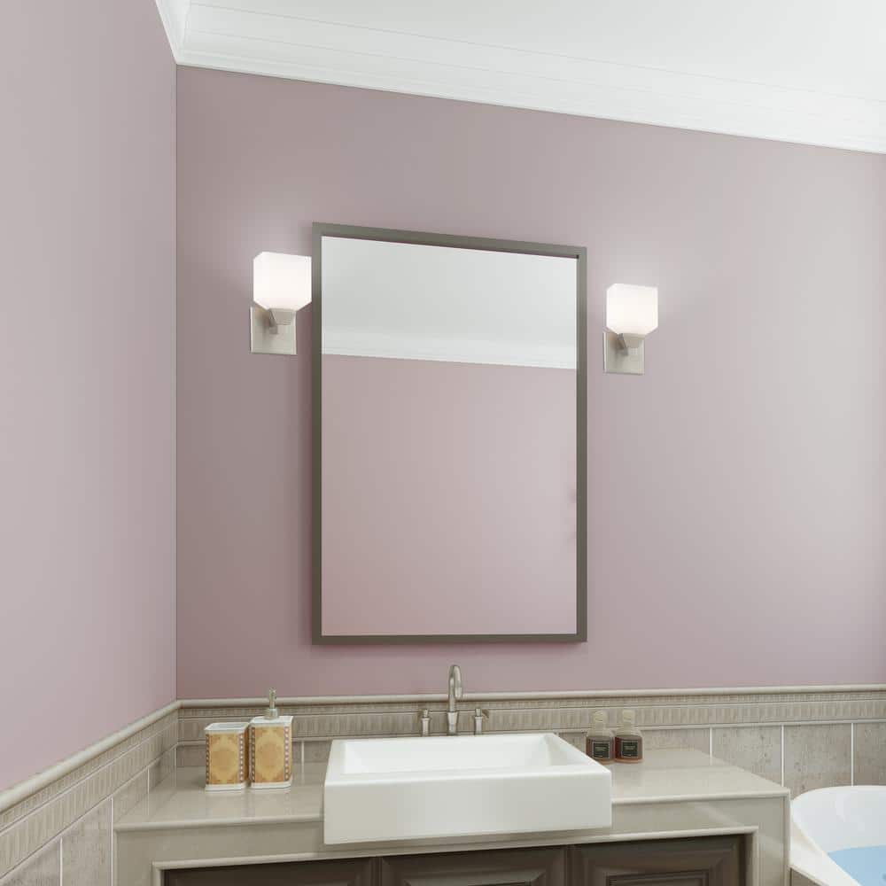 Aragon Satin Opal White Glass 1-Light Sconce in Brushed Nickel