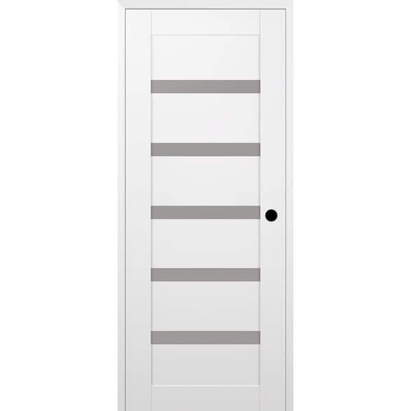 Belldinni Leora 30 in. x 80 in. Left Hand 5 Lite Frosted Glass Snow White Composite Wood Single Prehung Interior Door