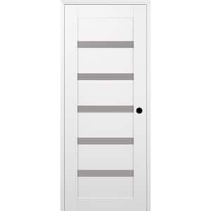 Leora 30 in. x 96 in. Left Hand 7 Lite Frosted Glass Snow White Composite Wood Single Prehung Interior Door