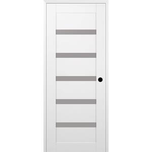 Leora 32 in. x 84 in. Left Hand 6 Lite Frosted Glass Snow White Composite Wood Single Prehung Interior Door