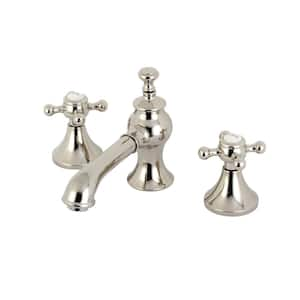 English Country 8 in. Widespread 2-Handle Bathroom Faucet in Polished Nickel