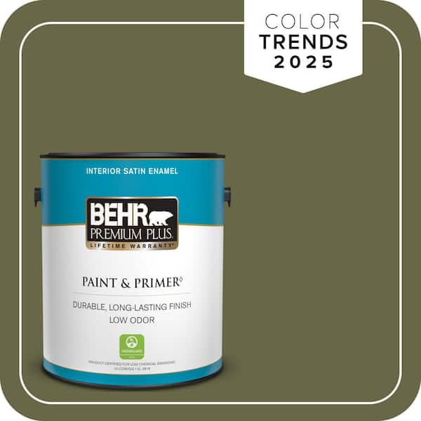 BEHR PREMIUM PLUS 1 gal. #PPU9-24 Amazon Jungle Satin Enamel Low Odor Interior Paint & Primer