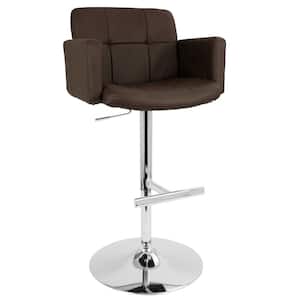 Stout Chrome and Brown Faux Leather Adjustable Height Bar Stool