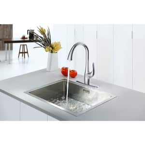 Amazonite Single-Handle Pull-Down Sprayer Kitchen Faucet in Stainless Steel