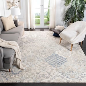 Glamour Gray/Blue 11 ft. x 15 ft. Floral Area Rug