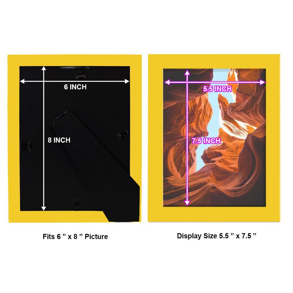 Modern 6" x 8" Yellow Wooden Picture Frame Set