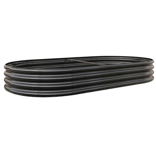 TIRAMISUBEST 88.98 in. L x 44.68 in. W x 11.42 in. H Black Metal Garden Raised Bed Planter
