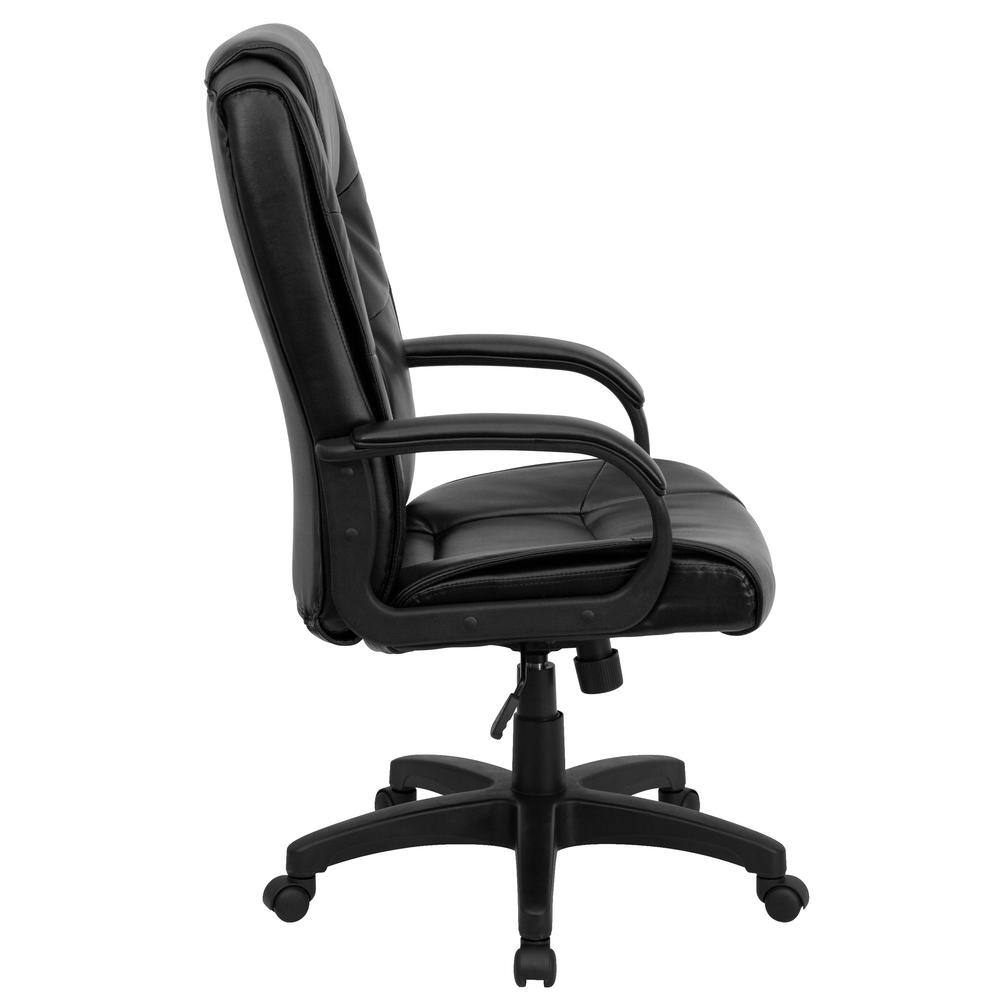 Executive High-Back LeatherSoft Swivel Chair with Lumbar Support, Black