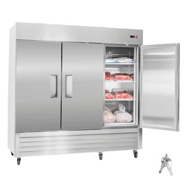 69.2cu.ft. Commercial Freezer 3-Door Upright Stainless Steel ReachIn Freezer Auto-Defrost 12-Adjustable Shelves Silver