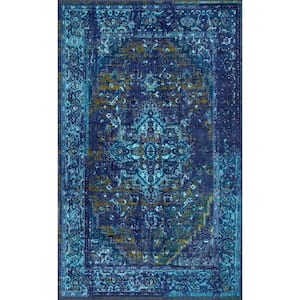 Reiko Vintage Persian Blue Doormat 3 ft. x 5 ft. Area Rug