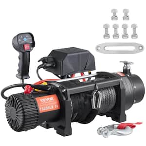 Electric Winch 13,000 lbs. Load Capacity 85 ft. Nylon Rope ATV Winch with Wireless Handheld Remote and Hawse Fairlead