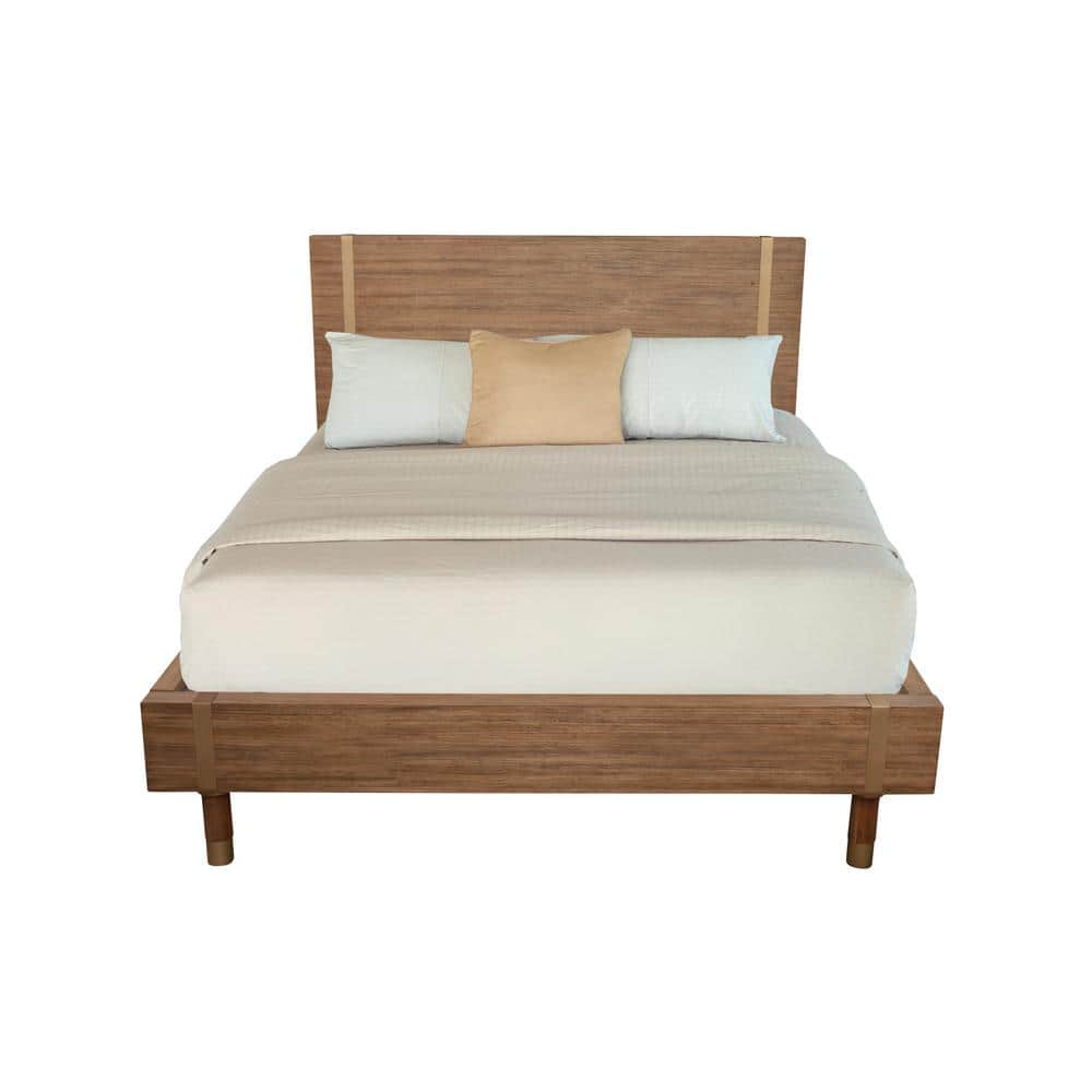 Easton Transitional Full Platform Bed with Slats in Sand Finish