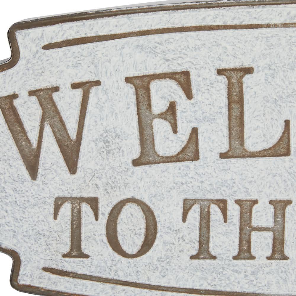 Rustic Beige and Off-White Iron Farmhouse Welcome Sign