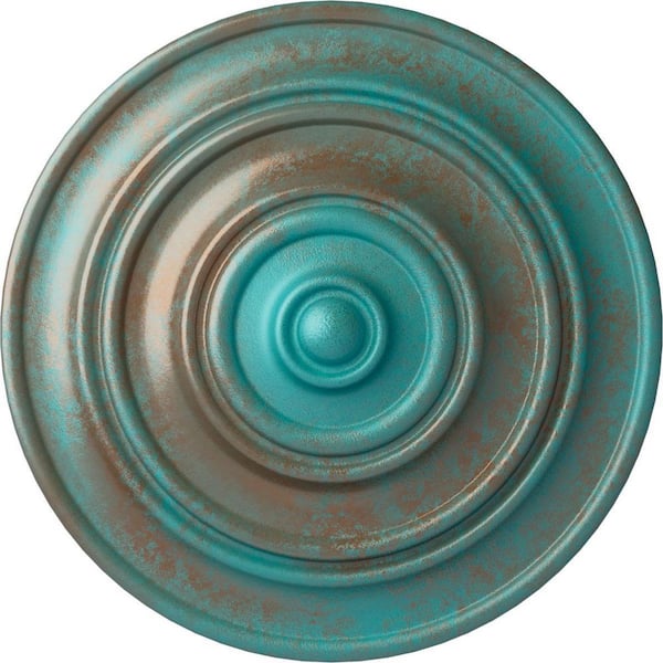 Ekena Millwork 13-1/4 in. x 1/2 in. Classic Urethane Ceiling Medallion (Fits Canopies upto 4-1/8 in.), Copper Green Patina