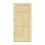 36 in. x 80 in. 6-Panel Unfinished Right-Hand Outswing Wood Prehung Front Door w/Primed Rot Resistant Jamb