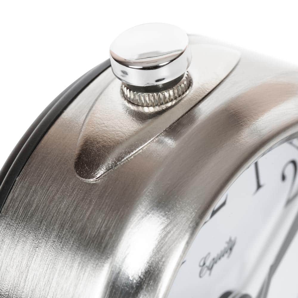 Equity 3.75" Silver Metal Quartz Analog Alarm Clock