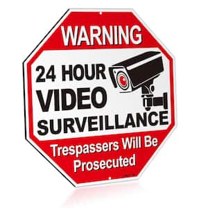 12 in. x 12 in. 24-Hour Video Surveillance Aluminum Warning Sign - Trespassers Will Be Prosecuted ( Pack of 2)