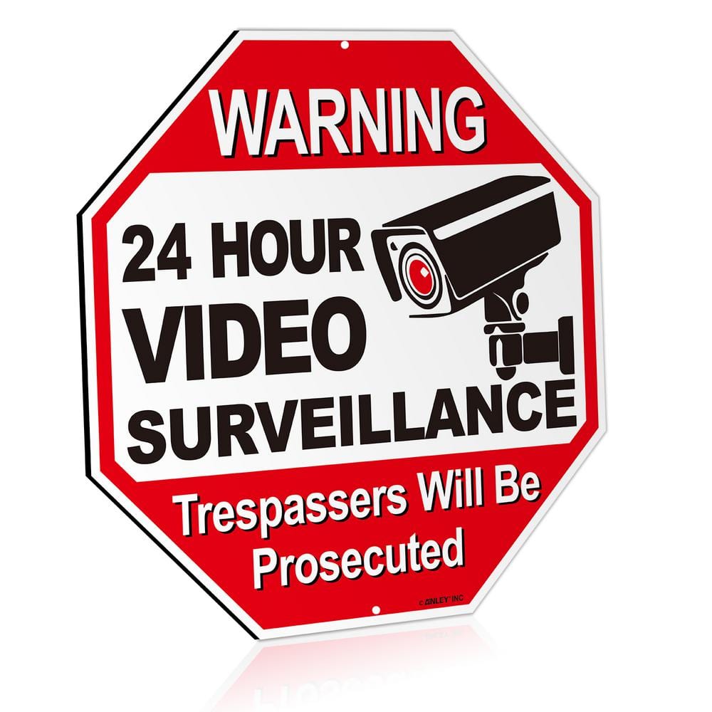 ANLEY 12 in. x 12 in. 24Hour Video Surveillance Aluminum Warning Sign