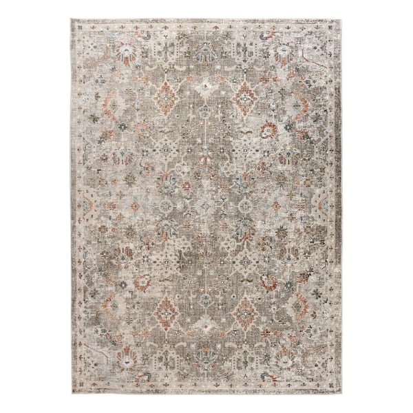 Amer Rugs Fairmont 5 x 8 Gray Bordered Pattern Area Rug for High Traffic Living Room Dining Room Bedroom