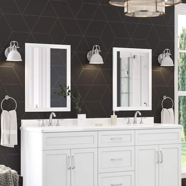 Home Decorators Collection Lincoln 22 in. W x 30 in. H Rectangular Framed Wall Mount Bathroom Vanity Mirror in White