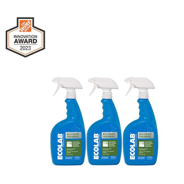ECOLAB 32 oz. Mold and Mildew Stain Bleach Powered Remover, Scrub Free Formula for Bathroom, Kitchen, Pool, Patio (3-Pack)
