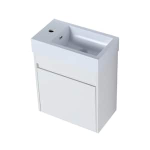 18.11 in. W x 10.24 in. D x 22.83 in. H Bathroom Vanity for Small Bathroom in White with 1-Piece White Resin Basin Top