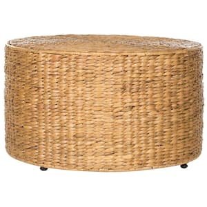 Jesse 29 in. Natural Medium Round Wicker Coffee Table with Storage