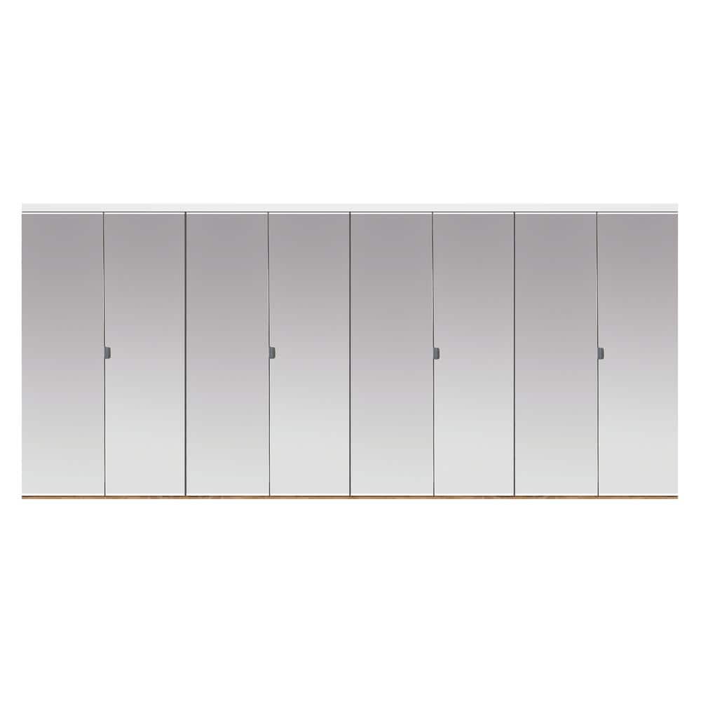 120 in. x 80 in. Polished Edge Mirror Solid Core MDF Interior Closet Bi-Fold Door with White Trim price history on PriceWatchPro