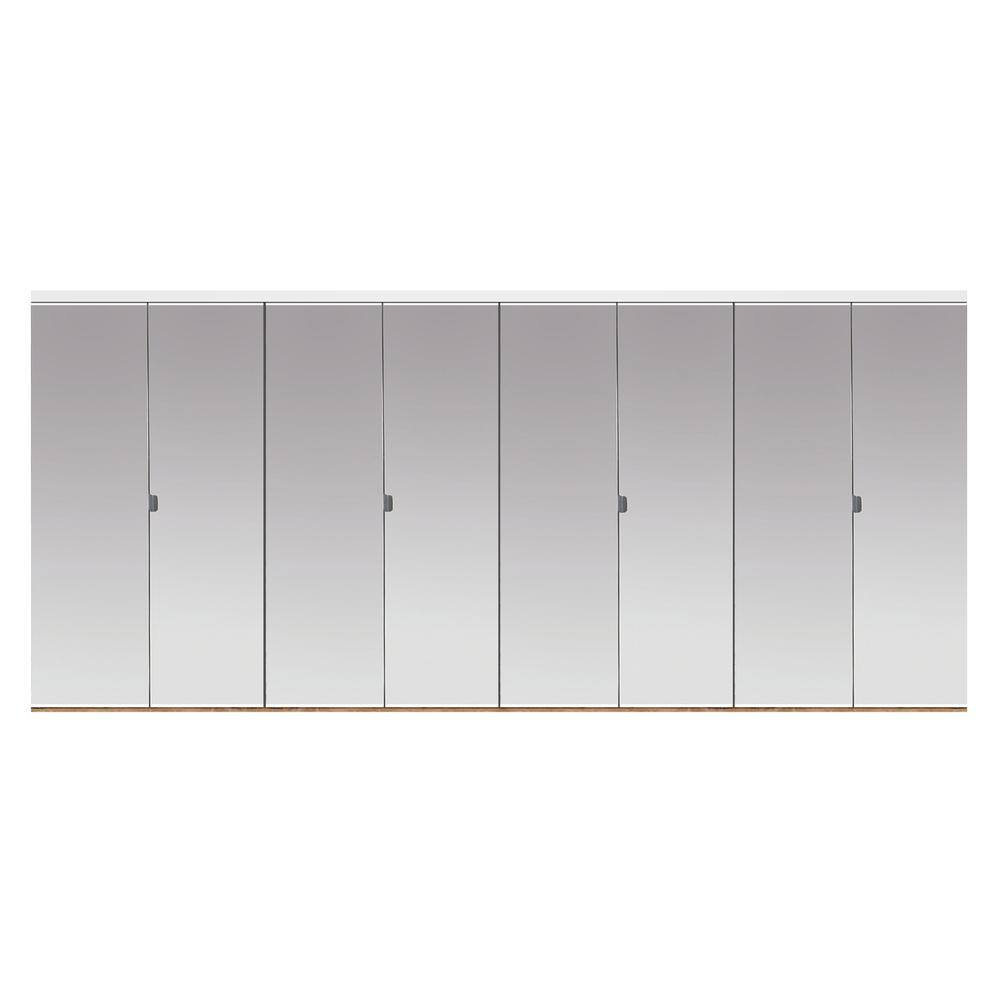120 in. x 96 in. Polished Edge Mirror Solid Core MDF Interior Closet Bi-Fold Door with White Trim price history on PriceWatchPro