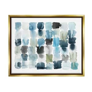 Ocean Inspired Abstract Tiles Blue Green Watercolor by Grace Popp Floater Frame Abstract Wall Art Print 25 in. x 31 in.