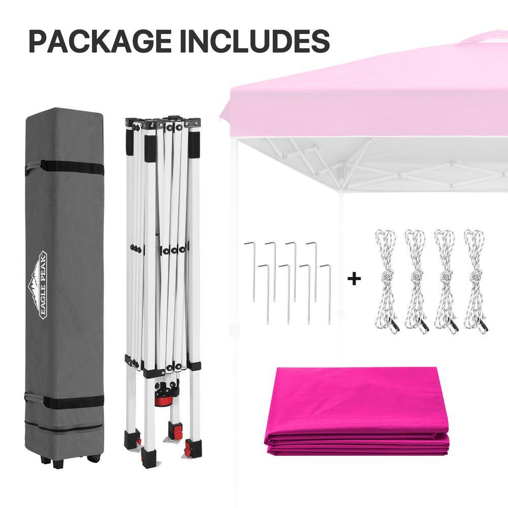 8x8 Pink and White Steel Pop-Up Canopy Tent