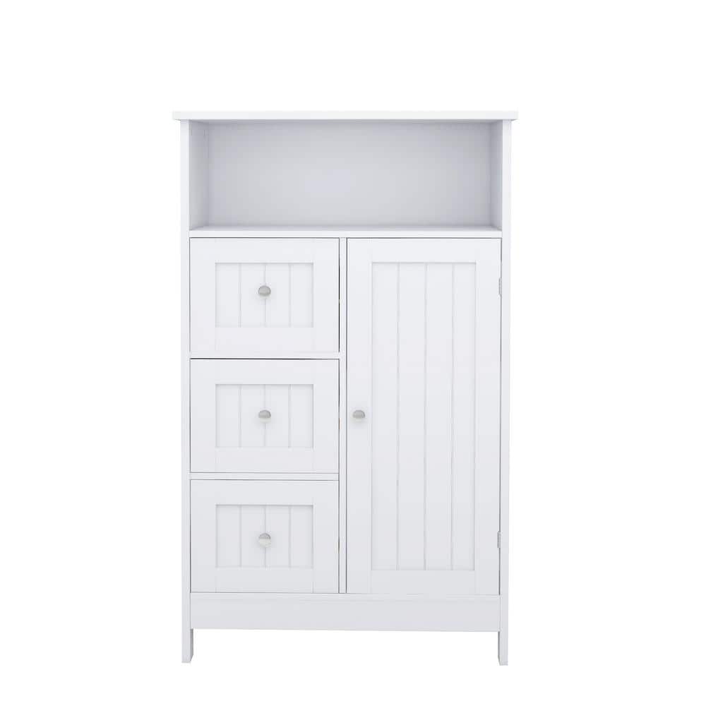 23.62 in. W x 11.8 in. D x 39.57 in. H White Bathroom Wall Cabinet with 3 D