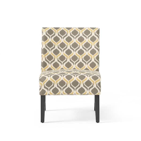 Noble House Galilea Yellow/Gray Pattern Fabric Accent Chair