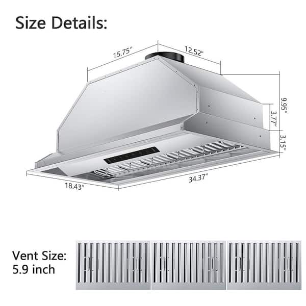 VIKIO 36 in. 900 CFM Convertible Insert Range Hood in VIKIO 36 in. 900 CFM Convertible Insert Range Hood in