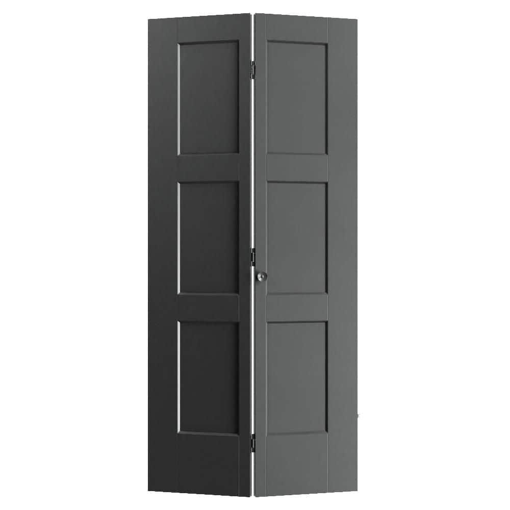 Masonite 36 in. x 80 in. Jet Black Calden 3-Panel Hollow Core