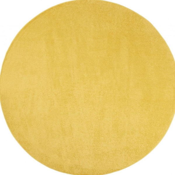 Yellow 8 ft. x 8 ft. Woven Polypropylene  Indoor/Outdoor Area Rug