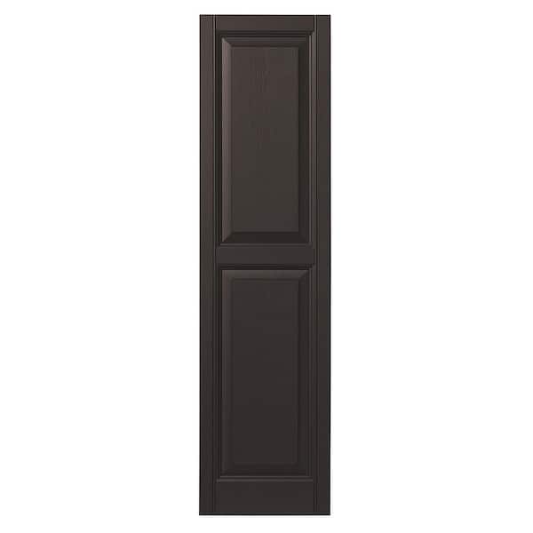 Ply Gem 12 in. x 51 in. Raised Panel Polypropylene Shutter Pair in Brown