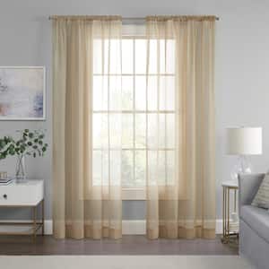 Livia Linen Solid Polyester 59 in. W x 63 in. L Sheer Rod Pocket Curtain
